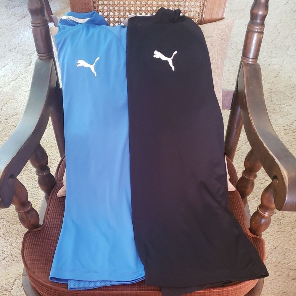 Lot of 2 Mens Puma "Keeps You Dry" Shirts - Blue (M) and Black (L)